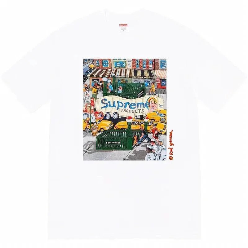 Supreme T-Shirts Short-Sleeve Graphic Print T-Shirt — B317 Manhattan Street View, White