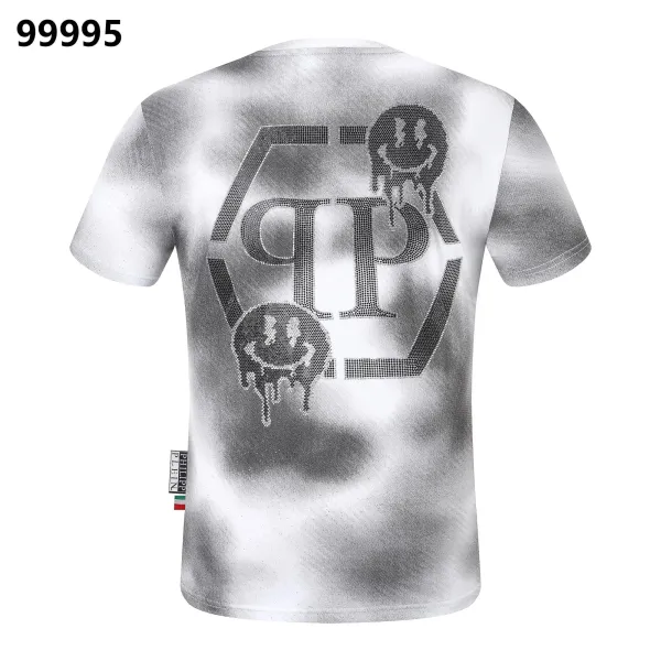 Philipp Plein PP Hexagon Smiley Crystal-Embellished Spray Paint Effect T-Shirt - 1