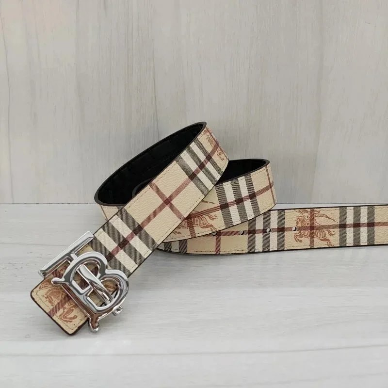 Burberry Belts Check-pattern belt with TB monogram buckle — 12