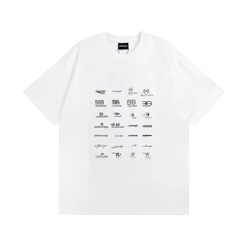 Balenciaga T-Shirts Logo Collage Print — white