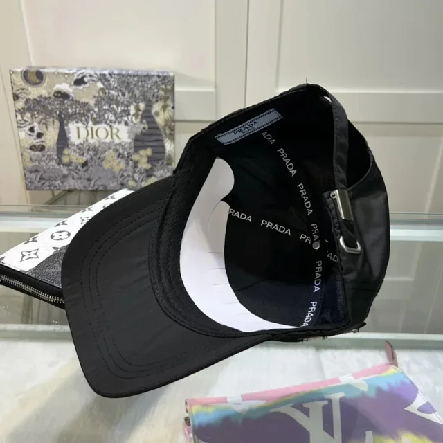 Prada Hats Triangle Plaque Baseball Cap product detail image 3
