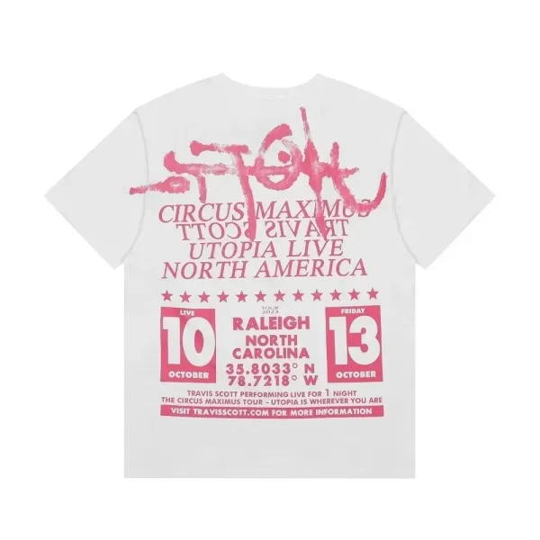 Travis Scott x Cactus Jack Circus Maximus Tour Utopia Live North America T-Shirt White - 1