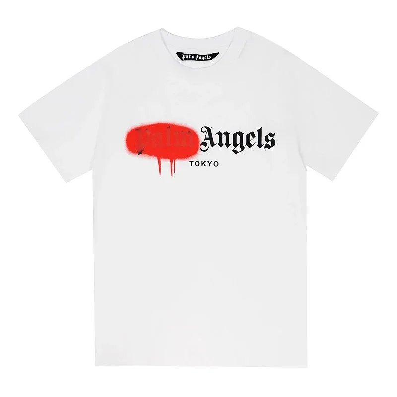 Palm Angels T-Shirts Short-sleeve graphic logo T-shirt — 2197 White and Red