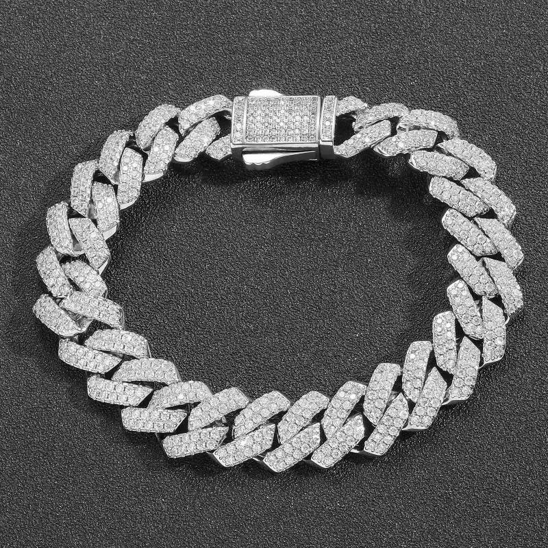 Custom Cuban Link Bracelet Silver Iced-Out Bracelet