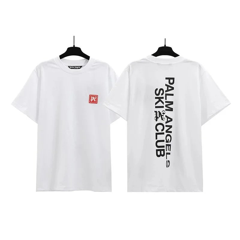 Palm Angels T-Shirts Short-sleeve graphic logo T-shirt — 2272 White and Red