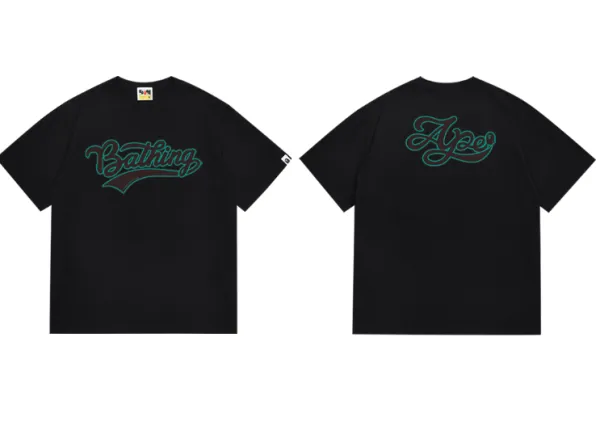 A Bathing Ape Script Logo Black T-Shirt - 1