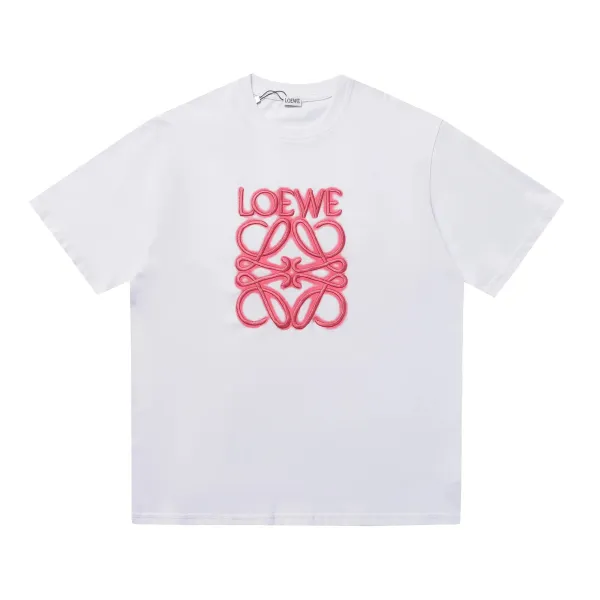 Loewe Anagram Embroidered Pink Logo T-Shirt - 1