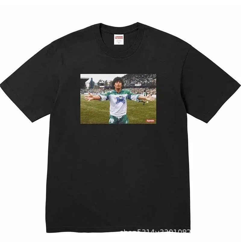 Supreme T-Shirts Short-Sleeve Graphic Print T-Shirt — B359 Maradona Black