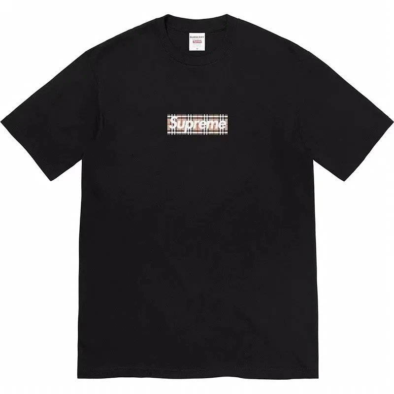 Supreme T-Shirts Short-Sleeve Graphic Print T-Shirt — B308 Plaid Black