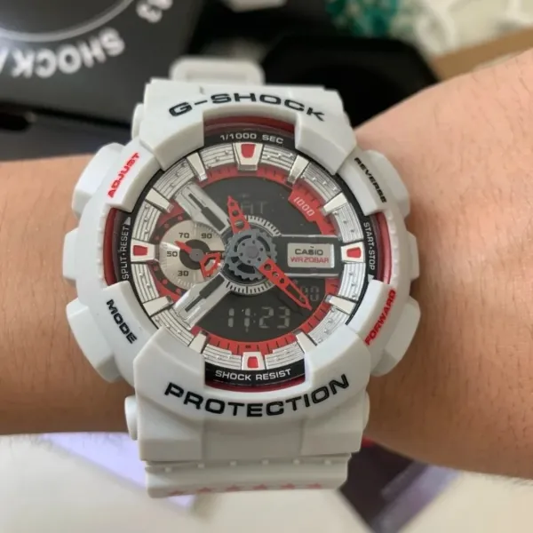 Casio G-Shock GA-110HR-7A White Red Analog-Digital Watch - 29