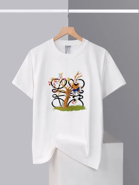 Loewe Panda Tree Embroidered White T-Shirt - 1