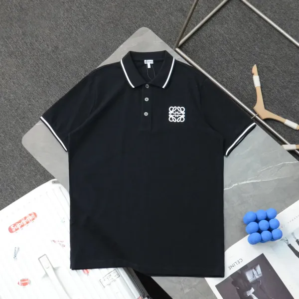 Loewe Anagram Logo Black Polo with White Trim - 1