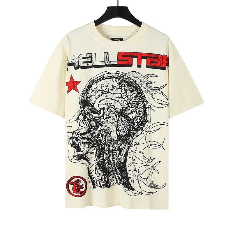 Hellstar T-Shirts Graphic short-sleeve T-shirt — X511 apricot color