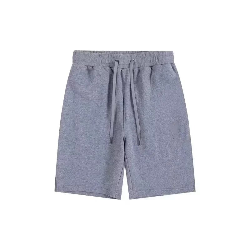 AMI Paris Shorts Drawstring with de Cœur heart patch — Gray Minimalist 005