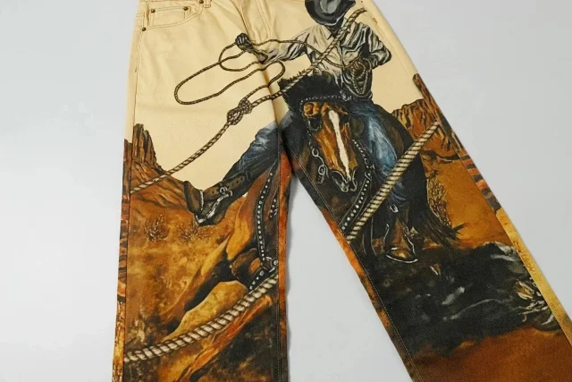 Louis Vuitton Matching Sets Printed Denim Jacket and Jeans Set product detail image 10