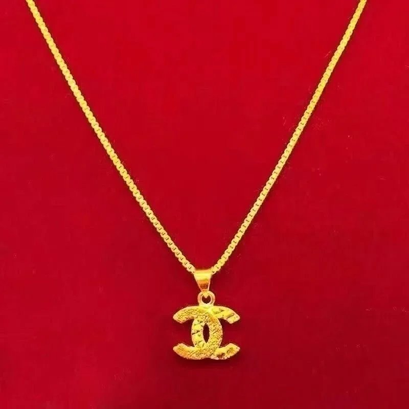 Chanel CC Logo Gold-Plated Textured Pendant Necklace Jewelry Necklaces product detail 2 in Litbuy spreadsheet finds