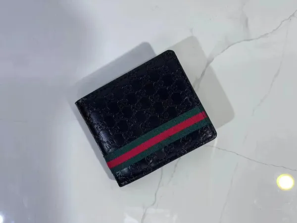 Gucci GG Marmont Bi-Fold Wallet Black with Web Stripe - 1