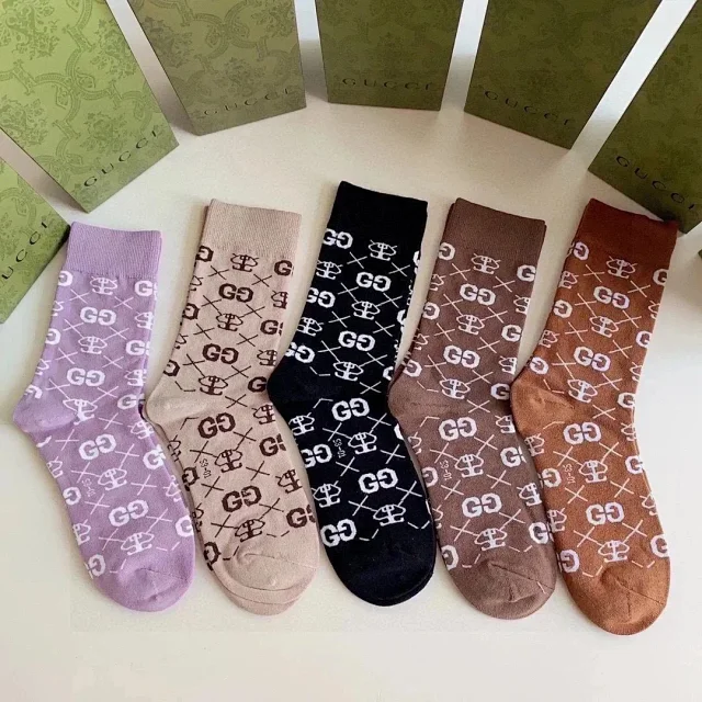 Gucci Socks Logo Pattern Socks, 5-Pair Set product detail image 5