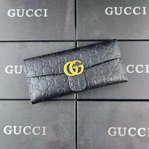 Gucci GG Marmont Long Wallet Black with Gold Hardware - 1