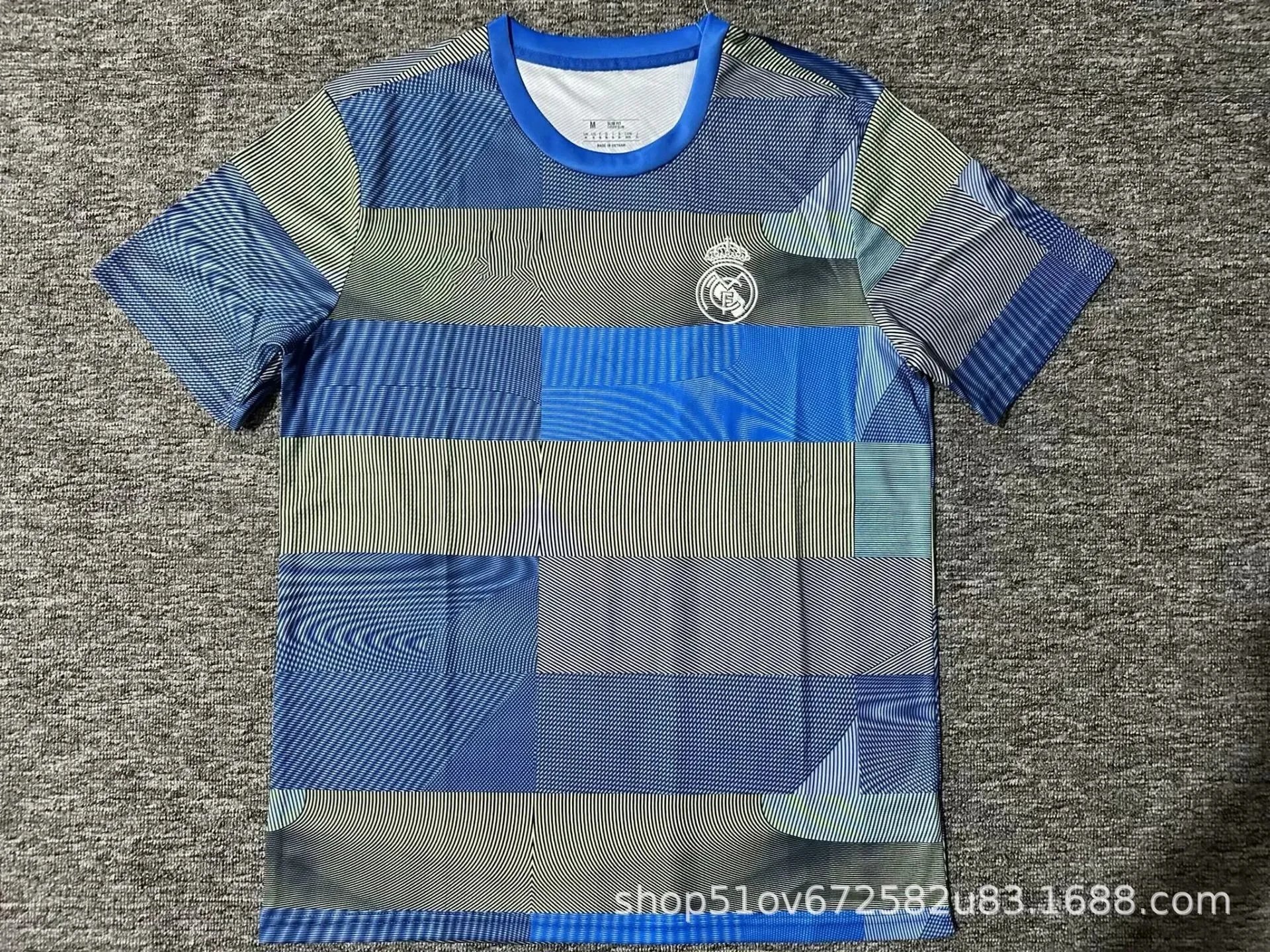 Real Madrid Training Jersey Blue Multicolor Pattern T-Shirt - 1