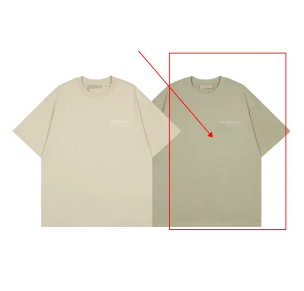 Fear of God Essentials Logo T-Shirt Beige and Olive Green T-Shirt - 1