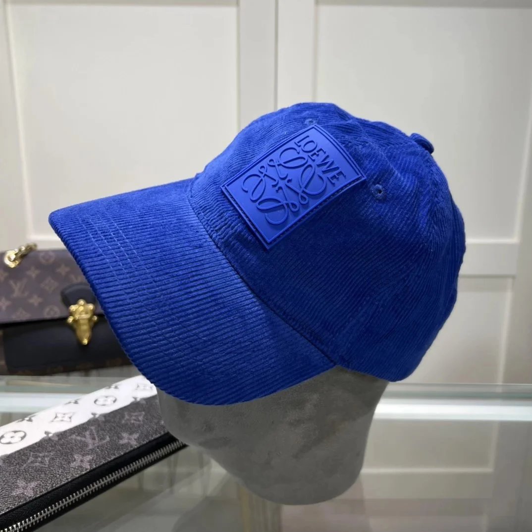 Loewe Anagram Patch Corduroy Baseball Cap Blue - 1