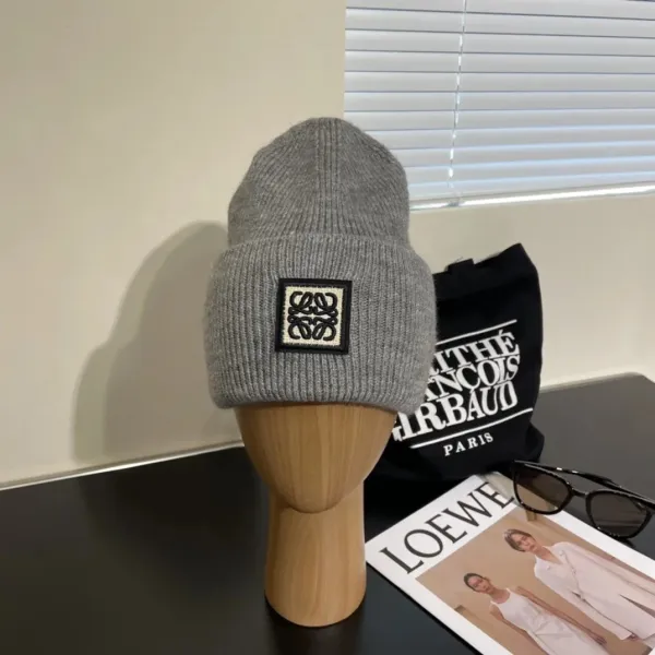 Loewe Anagram Patch Beanie Gray Hat - 1
