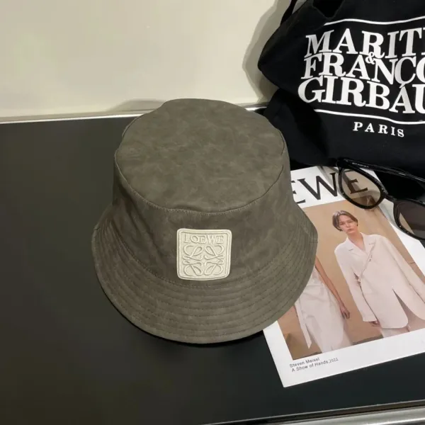 Loewe Anagram Suede Bucket Hat Olive Green - 1