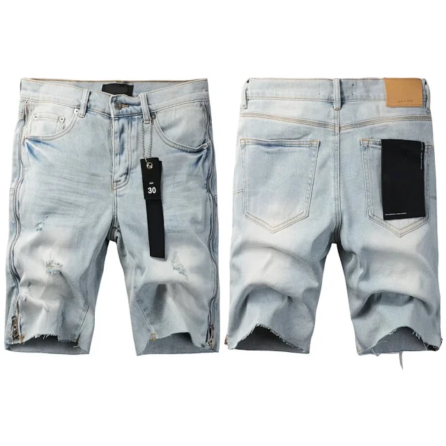 Purple Brand Shorts Distressed raw-hem denim product detail image 3