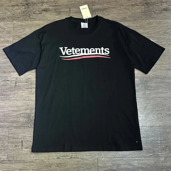 Vetements Logo Print Black T-Shirt - 1