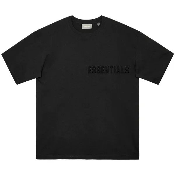 Essentials Black Embossed Logo T-Shirt - 1