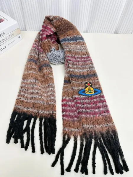 Vivienne Westwood Orb Patch Striped Wool Scarf - 1