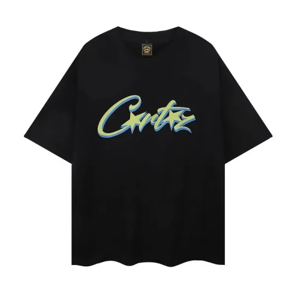 Corteiz Script Logo Black Oversized T-Shirt - 1