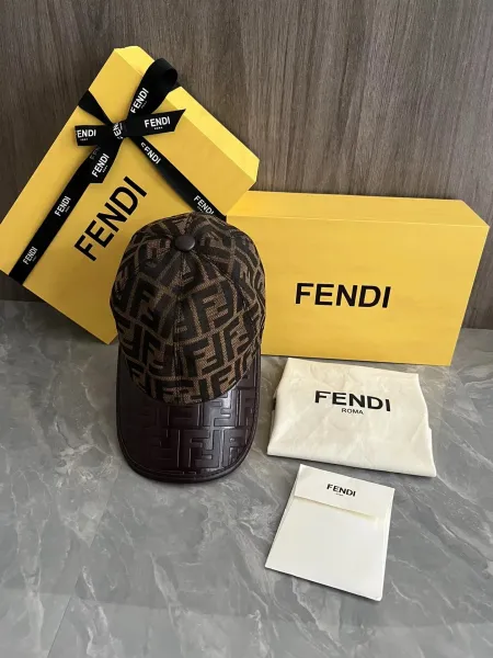 Fendi FF Logo Cap Brown Multicolor Baseball Cap - 1