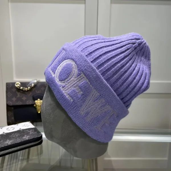 Loewe Logo Knit Beanie Purple - 1