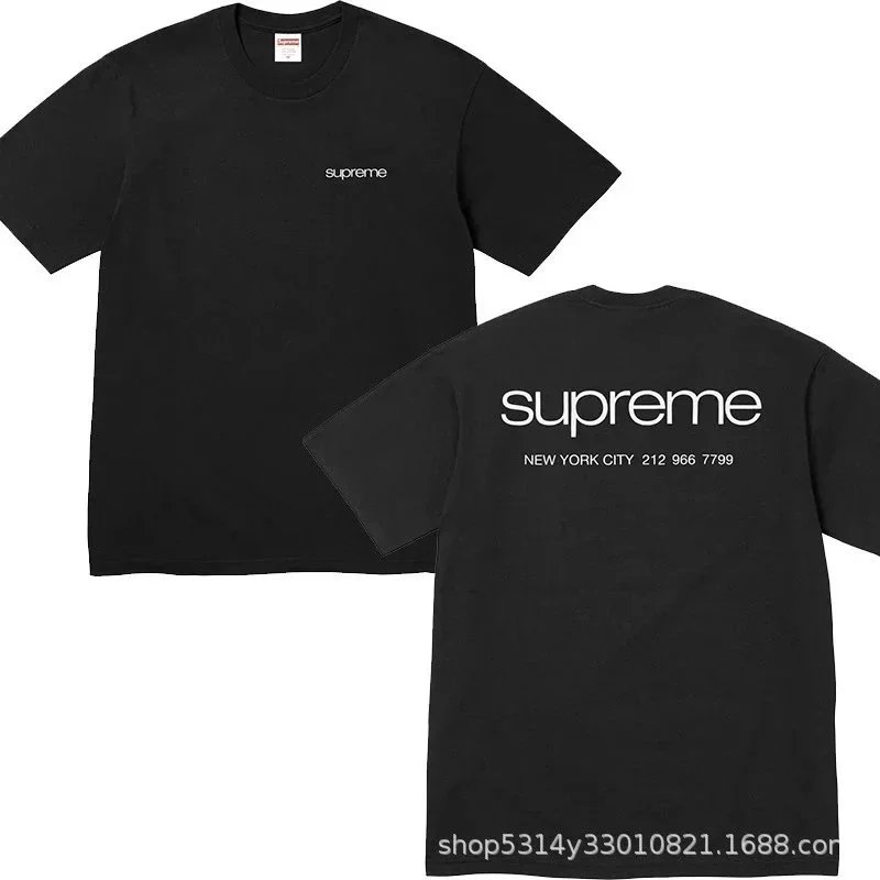 Supreme T-Shirts Short-Sleeve Graphic Print T-Shirt — B355 Store Information Black