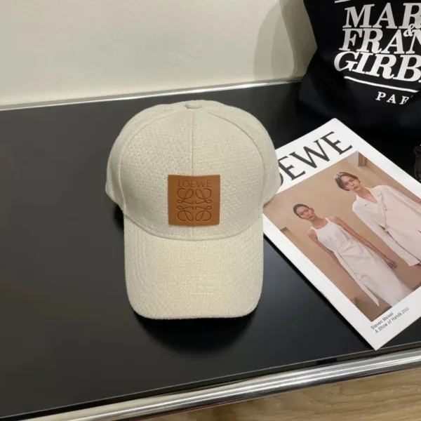 Loewe Leather Patch Baseball Cap Beige - 1