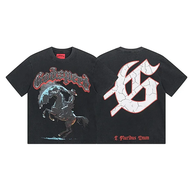Godspeed T-Shirts Vintage-washed graphic print crew-neck product detail image 21