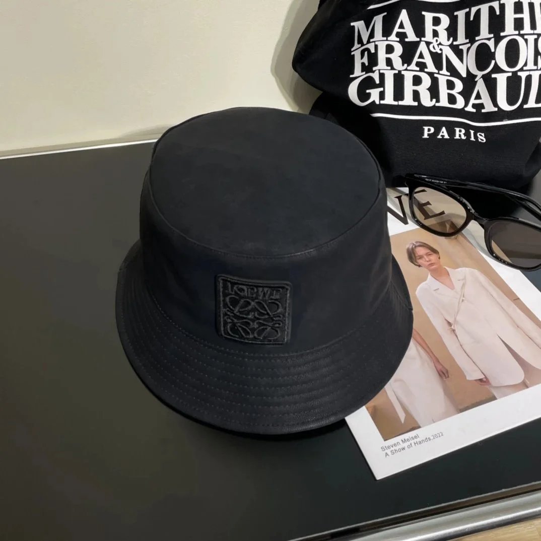 Loewe Anagram Embroidered Bucket Hat Black