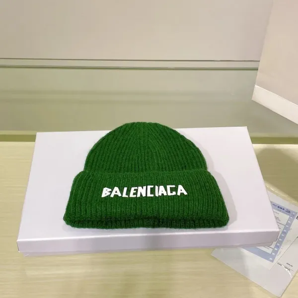 Balenciaga Logo Knit Beanie Green - 1