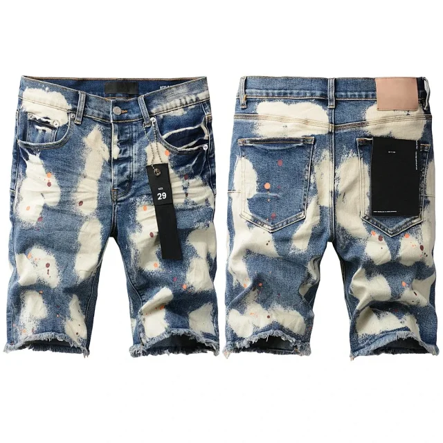 Purple Brand Shorts Distressed raw-hem denim product detail image 5