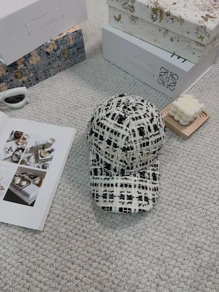 Chanel Tweed Baseball Cap Black and White - 1