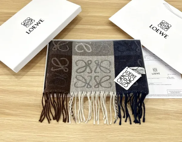 Loewe Anagram Patchwork Cashmere Scarf Multicolor - 1
