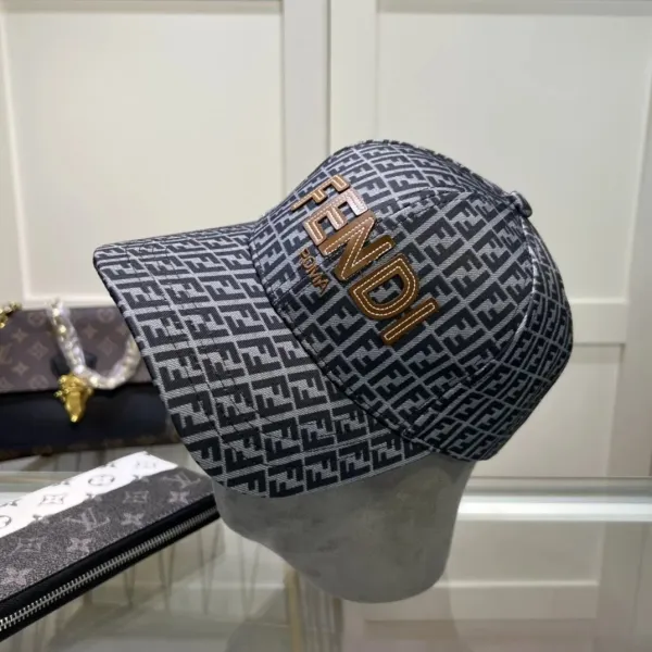 Fendi FF Monogram Baseball Cap Gray - 1