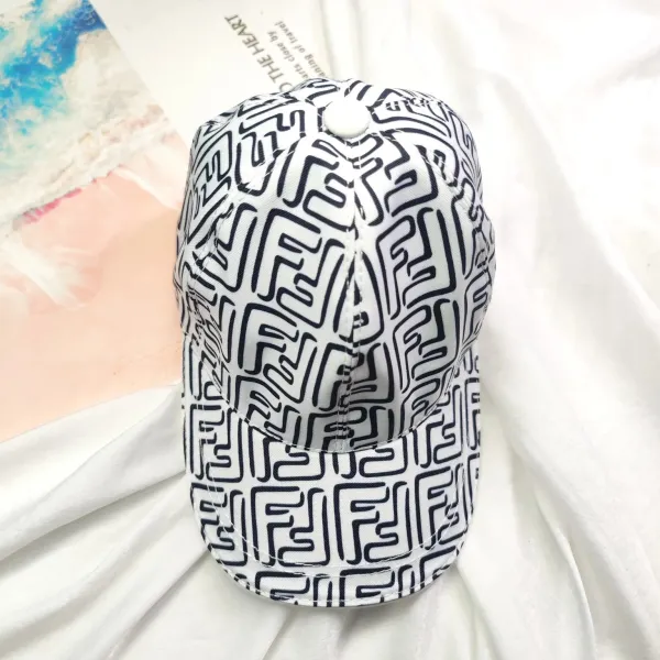 Fendi FF Logo Print White Baseball Cap - 1