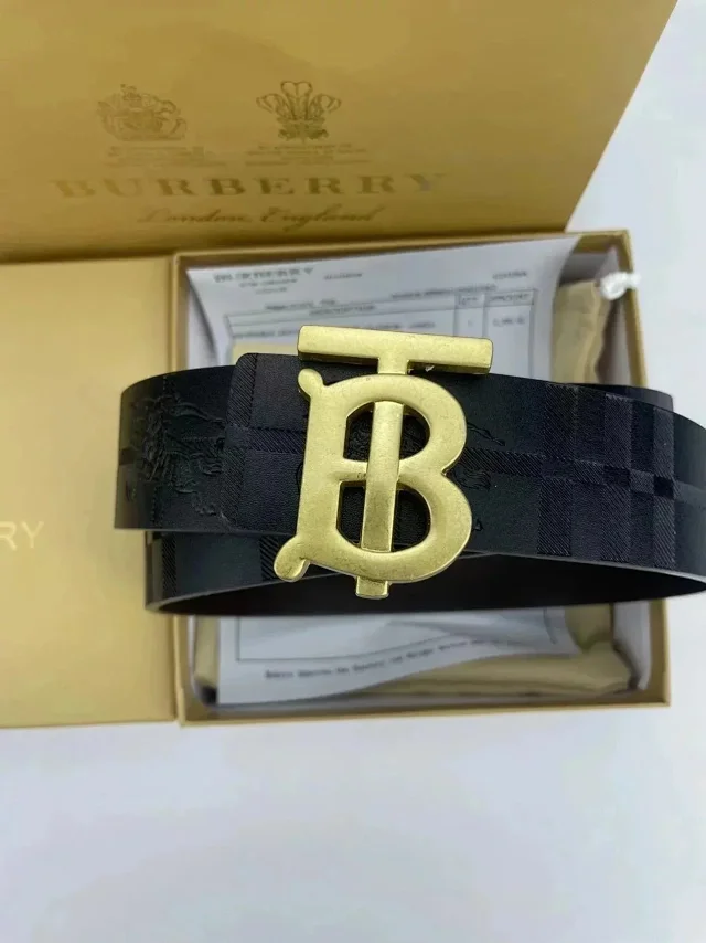 Burberry Belts Check Pattern Belt with B Monogram Buckle product detail image 4
