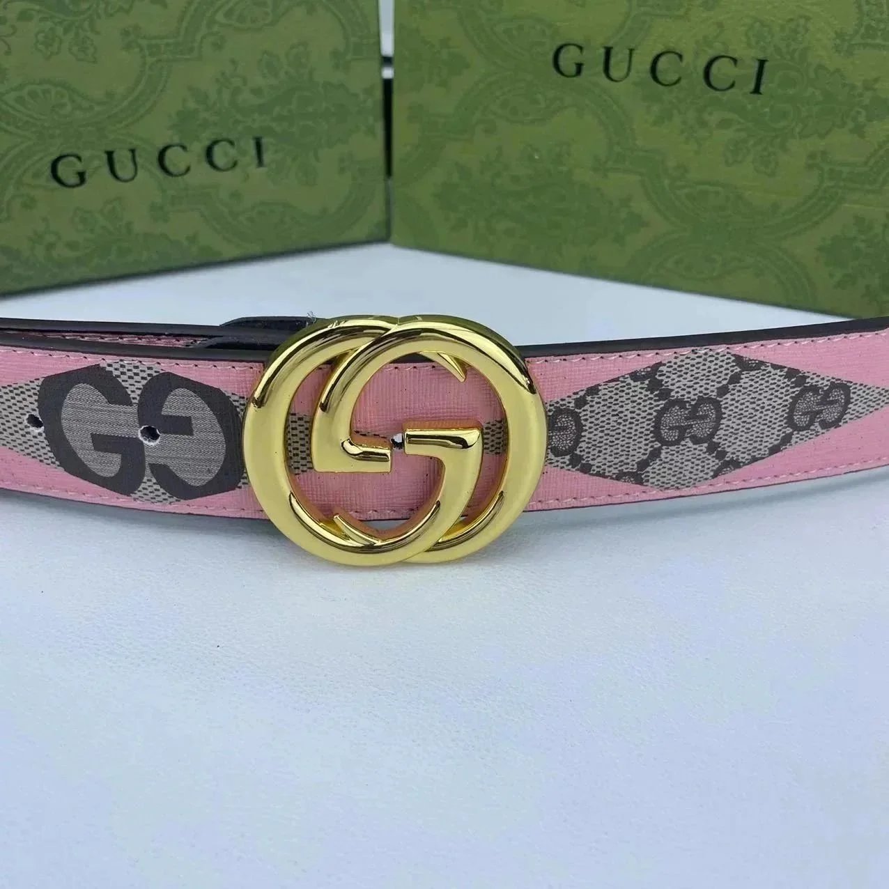 Burberry Belts Check Pattern Belt with B Monogram Buckle image 7