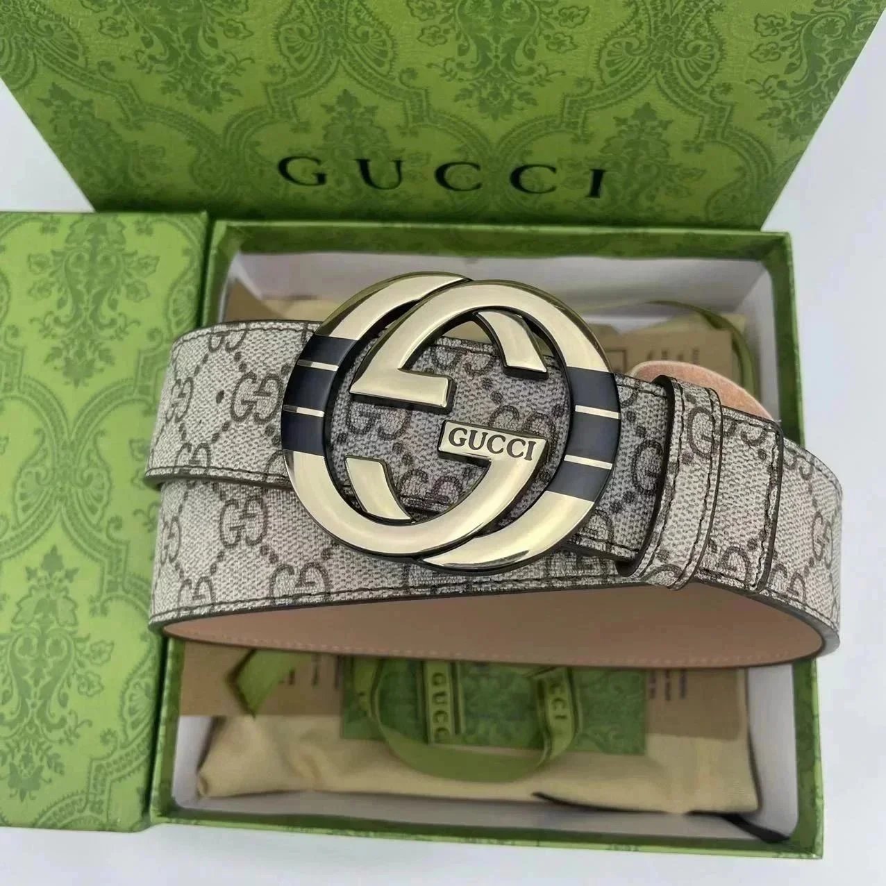 Burberry Belts Check Pattern Belt with B Monogram Buckle — 23