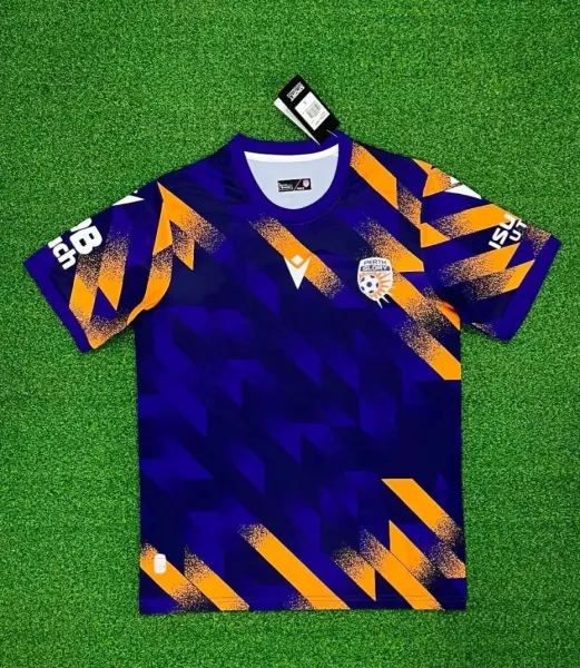 Perth Glory x Macron 2023-24 Third Jersey Purple Orange Geometric Print Jersey - 1