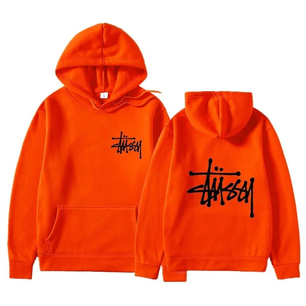 Stüssy Hoodies & Sweatshirts Logo Print Pullover Hoodie — Orange 7